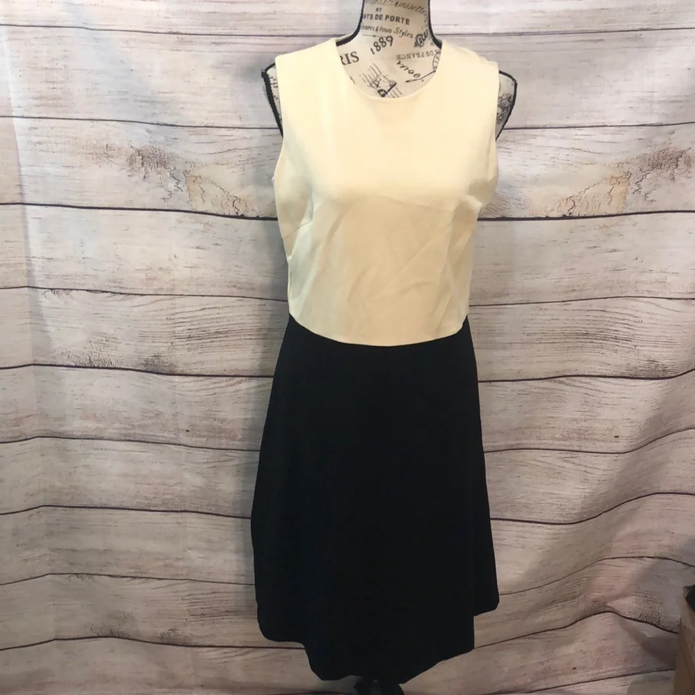 J. McLaughlin Dress Color Block Black & Cream Size Medium Sleeveless